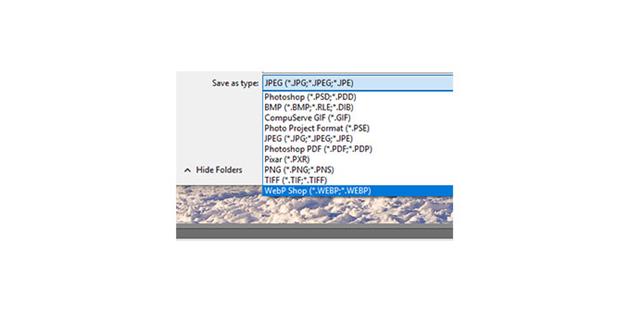 تبدیل فرمت به webp با فتوشاپ